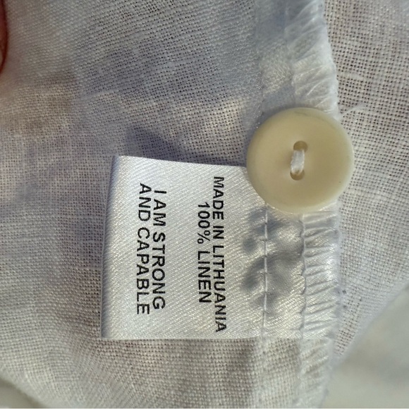 FLAX Long Tunic Top White 100% Linen Size P XS  Long Sleeves Summer Lagenlook - Picture 5 of 8